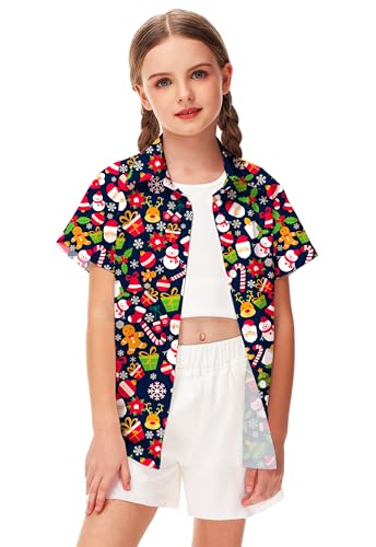Image of Remimi Unisex Kids Halloween Shirt Boys Pumpkin Ghost Shirts Hawaii Button Up Tops 5-14 Years