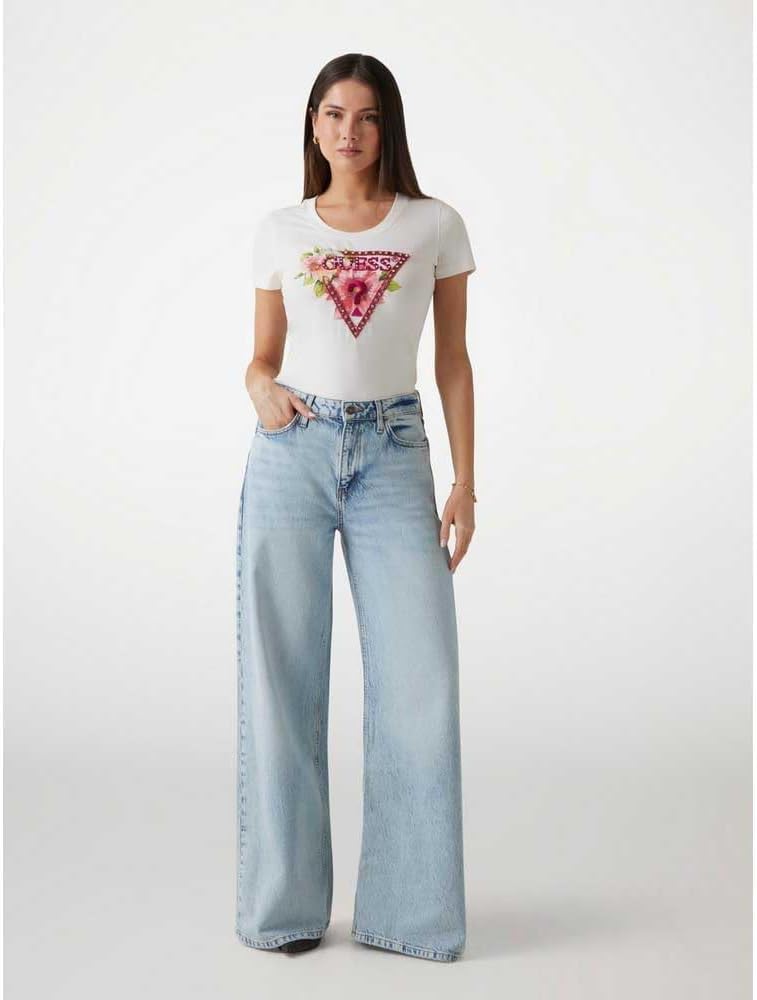 Guess Womens Eco Short Sleeve Triangle Beads Tee - Image 5