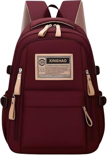 Mochila Masculina Feminina Notebook Viagem Trabalho Escola Escolar Preta Grande Impermeável Reforçada Resistente Passeio Casual (VINHO)