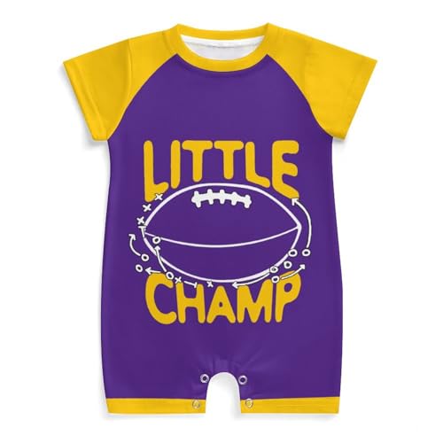 Baby Football Clothes Outfit, Short Sleeve Little Champ Printing, Crewneck Romper Bodysuit Infant Football Clothes