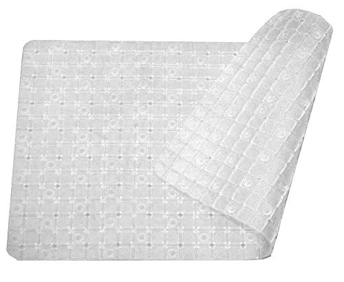 Image of Urbane Home Checkered Design Non Slip Bathroom Mat with Suction Cups (White)
