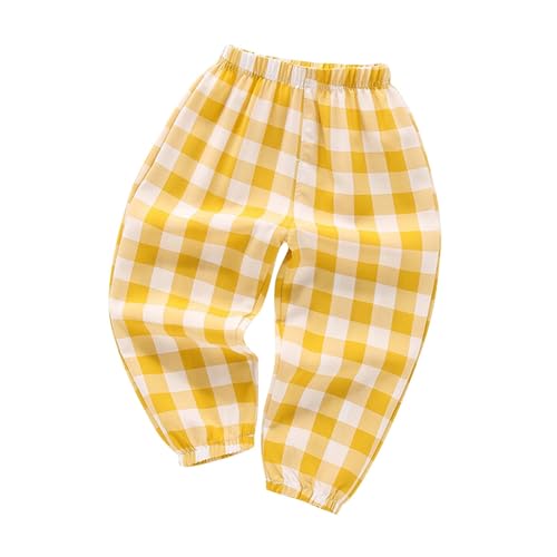 Girls Plaid Pants Checkered Printed Breathable Lantern Pants Elastic Waisted Lightweight Spring Pants
