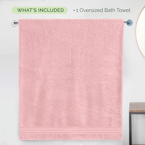 Image of Elegant Comfort Three Line Popcorn Extra Large Luxury Bath Towel - 40 inch x 80 inch inch, Premium Hotel Spa Quality 1 Piece Oversized Bath Sheet 100% Turkish Cotton Super Soft Highly Absorbent, Dusty Pink
