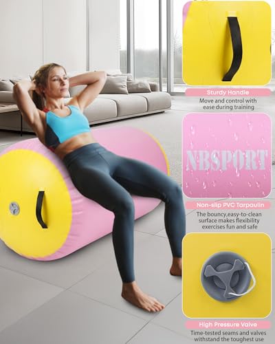Image of Air Barrel - Air Roller Gymnastics Barrel for Back Handspring Trainer, Air Tumble Mat with Pump for Gym Training /Yoga Balance Exercise /Cheerleading /Home and Outdoor Use
