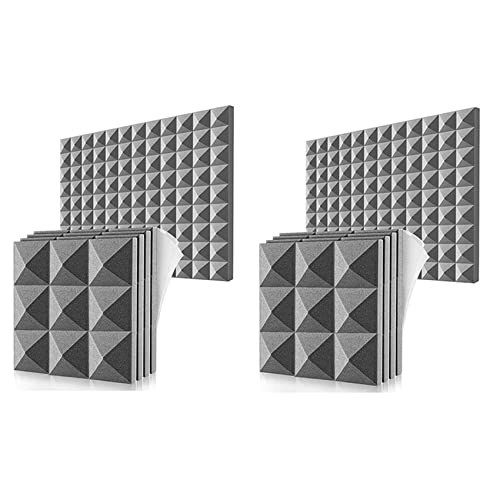 CROIRE - Paneles acústicos de espuma autoadhesivos, para decoración de pared, estudio de música, dormitorio, 5 x 30 x 30 cm, 24 unidades