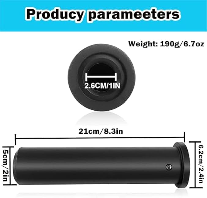 Olympic Adapter Sleeve 8 inch(2PCS),Converts 1 inch Standard Weight Plate Posts to 2 inch Olympic Weight Plate Posts,Heavy Duty Nylon and Removable end Cap