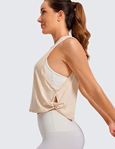 Image of CRZ YOGA Pima Cotton Dropped Armhole Tank | Workout, Naturally Soft, Loose Fit, Crop, Crewneck, Knotted Sides, Sleeveless Tops for Women