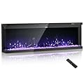 VEVOR 60 inch Electric Fireplace, Three-Sided Glass Wall Mounted Recessed Fire Place with Remote Control, Timer, 1500W, Adjustable Flame Color Brightness,Overheat Protection, for Living Room,Bedroom