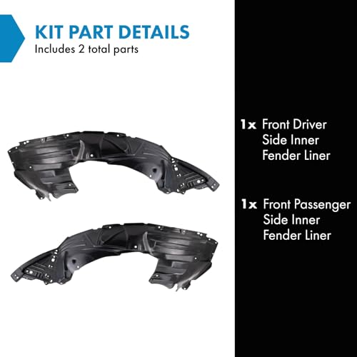 Image of TRQ Front Inner Fender Liner Set Compatible with 2009-2011 Honda Element HO1248139 HO1249139