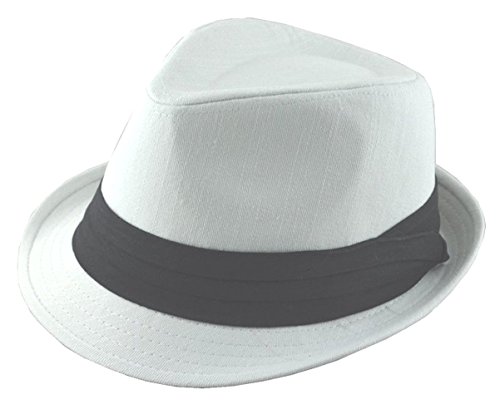 White Cotton Fedora Black Band Small Medium