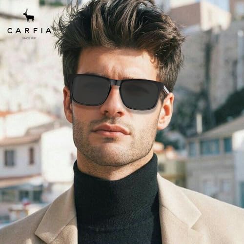 CARFIA Acetate Curved Polarized Sunglasses for Men UV Protection, Retro Cool Driving Eyewears with Embossed Pattern Wire Core2