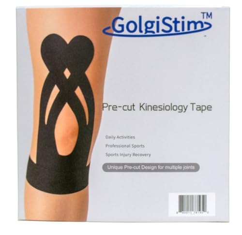 Image of 20 Pack Precut Kinesiology Tape - Black Athletic Tape, Waterproof Elastic Sports Tape, Latex Free Breathable Muscle & Joint Support for Running, Sports & Recovery by GolgiStim