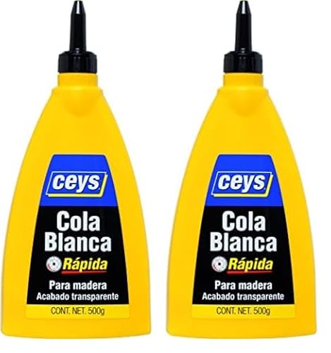 Ceys - Cola blanca rápida para madera - Acabado transparente - 500 G (Paquete de 2)