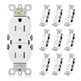 ThunderWay Duplex Receptacle Outlet, Tamper-Resistant, 15A 125V Electrical Wall Outlets, 2 Pole 3 Wire, Residential Grade, Self-Grounding, UL Listed, (10 Pack) (White)