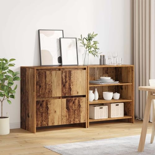 Aparador de madera recuperada de 70x41x75 cm moderno con 4 puertas para salon 5