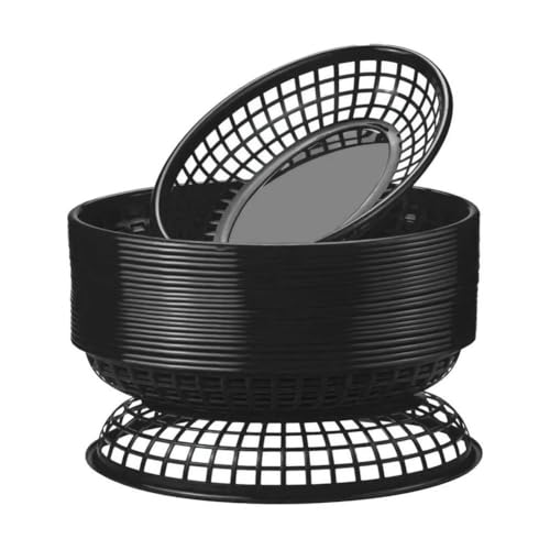 Panier de restauration rapide ovale noir réutilisable lot de 24 - 3