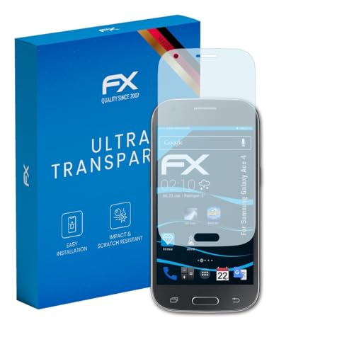 atFoliX Schutzfolie kompatibel mit Samsung Galaxy Ace 4 Folie, ultraklare FX Bildschirmschutzfolie (3X)