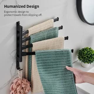 Indoor Outdoor Towel Holder Swing Out Towel Rack with Five Towel Bars for Hot tub Pool Area, Sauna, Bathroom and Patio - Image 4
