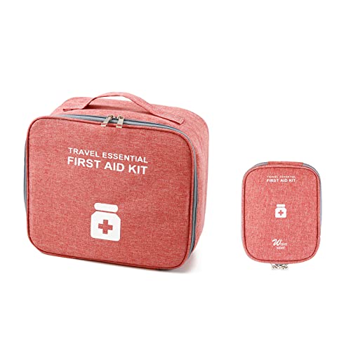 Topasion Empty First Aid Bags, Travel Medicine Bag, Medical Supplies Organizer Bag, Portable Kit For Traveling, Car, Home, Camping, Office, Hiking, Outdoor (Cationic Wine Red) #TOP1