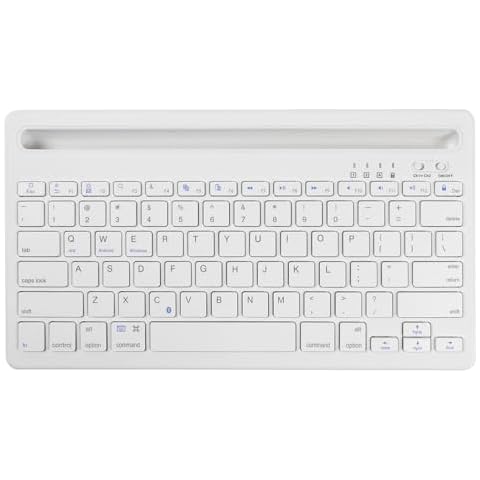 CHUYI Wireless Bluetooth Keyboard with Stand Slot Quiet Slim Multi Device Keyboard for iPad Phone Tablet Computer PC Portable 78Keys Rechargeable Wireless Keyboard for Windows Android iOS (White) Cover