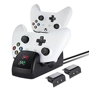 Controller laadstation alleen voor Xbox One X S (niet voor Xbox Series X S), 2 x 1200 mAh oplaadbare controller, accupakket met opladers, Play and Charge Kit accessoires, compatibel met Xbox One X S