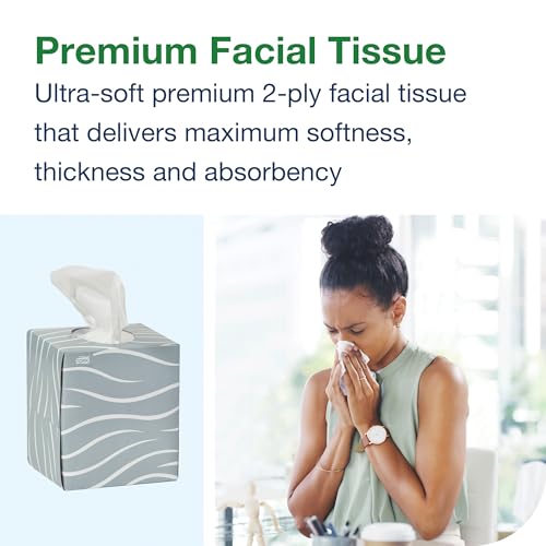 Image of Tork Premium Facial Tissue Cube Box White, 2-ply, 36 x 86 Tissues, 6910101