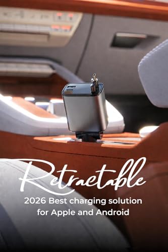 Image of 120W 4-in-1 Retractable Car Charger with Fast Charging, Dual Built-in Cables + 2 USB Ports, Universal Car Phone Charger for iPhone 17 /16 /15 /14 /13 /12 Series, Android, iPad & All Smartphones