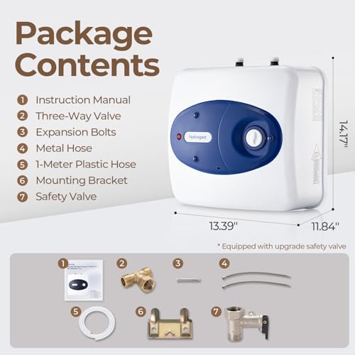 Feelrogast 4 Gallon Electric Tank Water Heater, 120V 1500W Under Sink Instant Hot Tank Water Heater for RV, Camper, Kitchen, Food Truck, Wall or Floor Mounted, Blue by Feelrogast - Used condition - Image 8