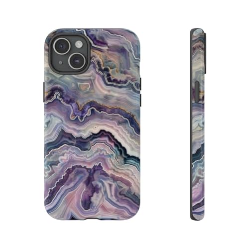 Coque rigide brillante iPhone 15 Plus motif géode aux finitions premium