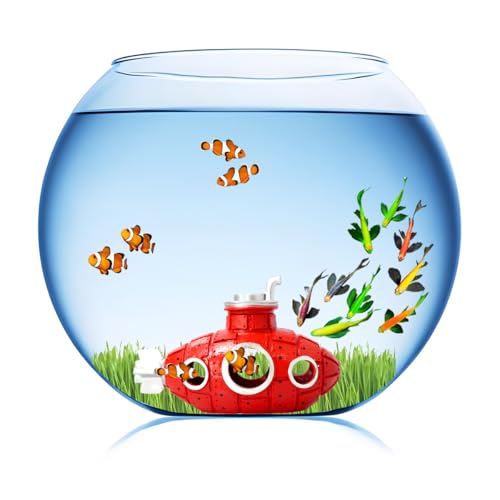 Image of Aquarium Decorations Submarine - Fish Tank Decor with Submarine, Fish Tank Accessories for Betta Fish, Cute Aquarium Ornament (Submarine Red)
