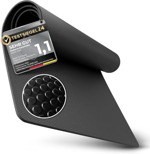 NEOLYMP Bodenschutzmatte Fitnessgerät (120 x 60 cm) - Laufband Matte 8mm Dicke - langlebig, rutschfest & stoßdämpfend - Fitness Unterlegmatte für Crosstrainer - Gymnastikmatte, Fitnessmatte