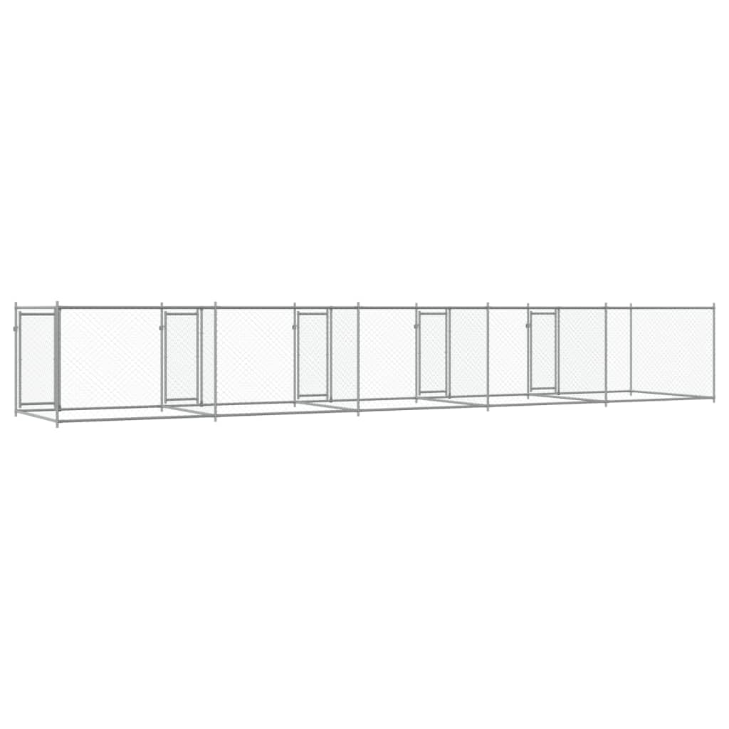 Perrera para perros con puertas gris de acero galvanizado 10 x 2 x 1,5 m, parque estable para perros y cachorros, barrera impermeable y protección en el jardín, ideal para entrenamiento y