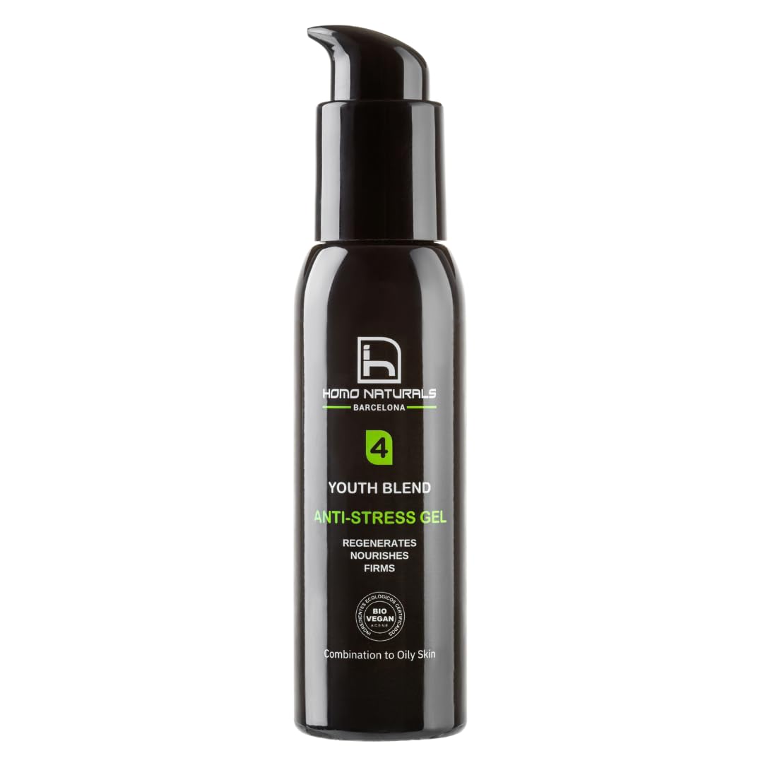 Homo Naturals Gel antiarrugas hombre Natural - Crema hidratante facial hombre ácido hialuronico y Bakuchiol - Crema cara hombre - Crema antiedad - Tratamiento facial ideal piel grasa - 100 ml (Gel)