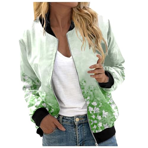 Genérico Chaqueta Mujer Cárdigan informal femenino de manga larga con diseño floral moderno y corte holgado para un estilo casual cómodo (Green, XL)