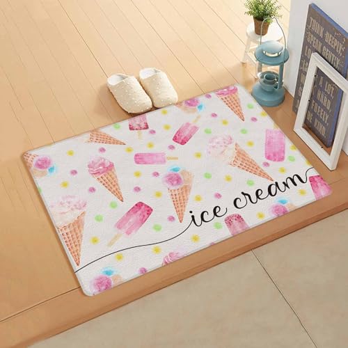 Summer Ice Cream Antifatigue Kitchen Bath Door Mat Cushioned Runner Rug,Washable Welcome Floor Sink Mat,Waterproof & Non-Slip Comfort Standing Doormat for Kitchen,Watercolor Pink Gradual Dots 18