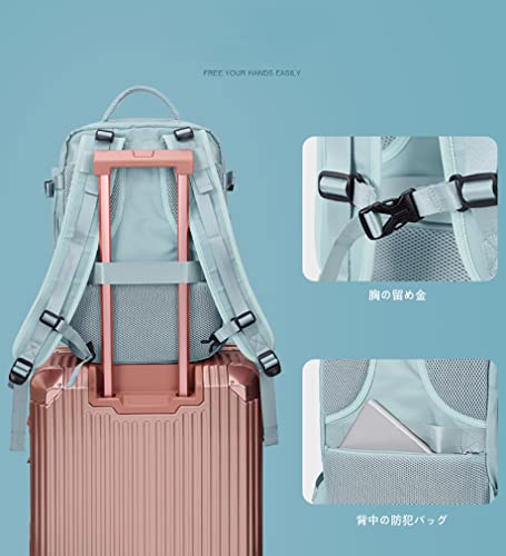 [QQY] ビジネスリュック PC リュックサック 大容量 軽量 薄型 防水 おしゃれ リュック 通気性 頑丈 疲労軽減 盗難防止 USB充電ポート 男女兼用 キャンプ 出張 旅行 通勤 通学 (ブルー) 6枚目