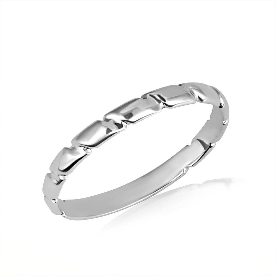 Claddagh Gold Polished .925 Sterling Silver 2mm Classic Striped Statement Ring for Women Girls - Choice of Ring Size