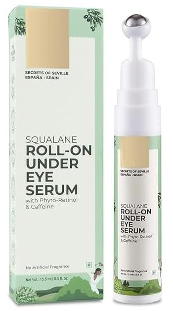 RA Squalane (Plant) Roll On Under Eye Cream For Dark Circles For Unisex With Phyto-Retinol & Caffeine, 15ml