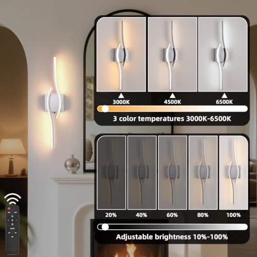 Image of Battery Operated Wall Sconce, Silver LED Battery Wall Light dimming with Remote Control, 23.6 Inch Rechargeable Chrome Wireless Wall Lights for Living Room, Bedroom, and Stairs Wall Sconces (2 Pack)