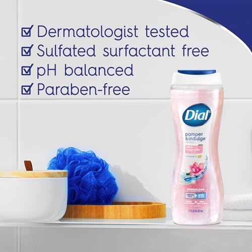 Image of Dial Body Wash, Silk & Magnolia, Hydraclean Complex, 16 fl oz, 4 count | Gentle Formula, Leaves Skin Feeling Nourished, Dermatologist Tested, No Parabens or Sulfates, Pamper & Indulge