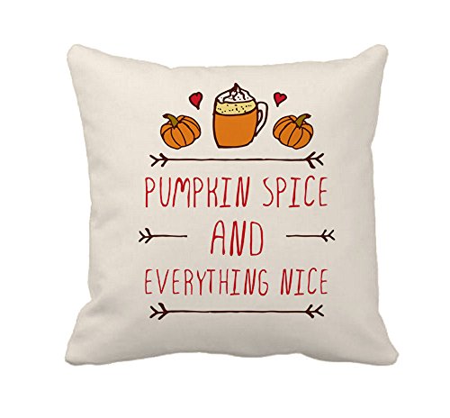 4TH Emotion Pumpkin Spice Fall Thanksgiving Home Decor Throw Pillow Cover Cotton Polyester Cusion Case 18 x 18 Inches