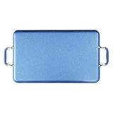 Aluminium-Grillpfanne, Kochgeschirr mit doppelten Griffen und glatten Oberflächen, ideal zum Sautieren, Grillen und täglichen Mahlzeiten, tragbare Grillpfanne