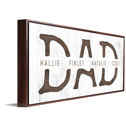Personalized DAD and Children Art | Customized with all Kid’s Names |Unique and Customized Gift for Father’s Day, Dad’s Birthday or Christmas | Canvas Art (16'x32' Float Framed Canvas)