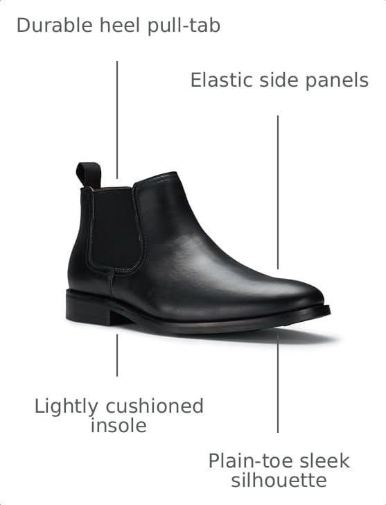 Image of Ferro Aldo Men's Chelsea Boots | Pull-On Ankle Boot in Plain Toe, Cap Toe & Wingtip Brogue Styles | For Casual, Dress, Work & Formal Events
