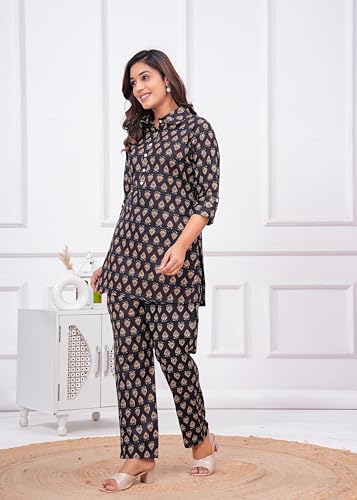 Image of Nevisha Style Printed Cotton Co-ord Set For Women's | Kurta With Pant Set For Women's | Cotton Co-ord Set For Women's