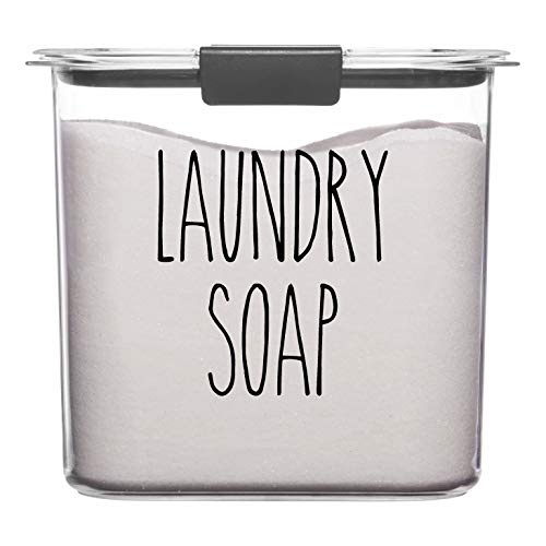 Black - Laundry Soap Vinyl Decal - Skinny Farmhouse Style for Laundry Room - 5w x 5.5h inches - Die Cut Sticker