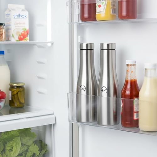 Image of House of Quirk 1 Litre Stainless Steel Water Bottle Pack of 6 - Single Wall Lightweight Sports & Fridge Bottle with Sipper Cap, Reusable Leak Resistant for Gym, Office, Travel & School (Silver)