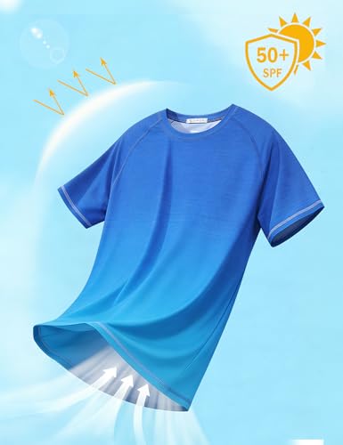 Image of ELETOP Men's Swim Shirts UPF 50+ Short Sleeve Rash Guard Sun Shirts for Beach Fishing