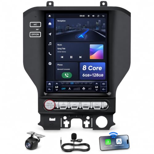 Image of Fit for Ford Mustang 2015-2025 - Custom-designed to seamlessly replace your factory radio without dashboard modification. The 12.1-inch vertical screen matches the OEM look while adding advanced infot