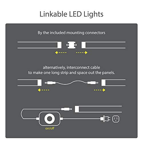 Under Cabinet Lighting, Teckin Dimmable Under Counter Lights, LED Closet Light with Ultra Slim Linkable Light Bars for Cupboard Kitchen Wardrobe Shelf Stairway,Daylight Nature 4000K, 3 Pack